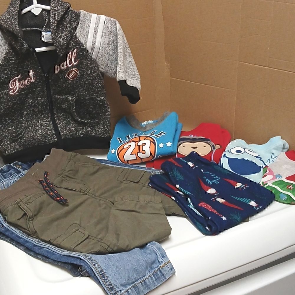 Lot Bundle Of Boys Jeans, Long Sleeved Shirts, Pajama tops, Pajama pants, 12M